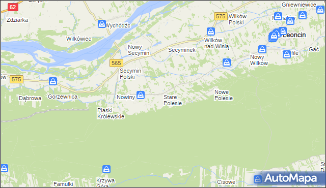 mapa Stare Polesie gmina Leoncin, Stare Polesie gmina Leoncin na mapie Targeo