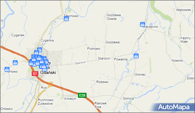 mapa Starocin, Starocin na mapie Targeo