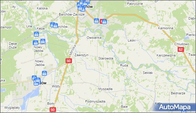 mapa Starowola gmina Jadów, Starowola gmina Jadów na mapie Targeo