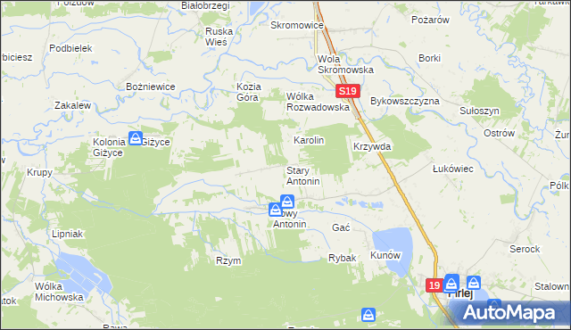 mapa Stary Antonin, Stary Antonin na mapie Targeo