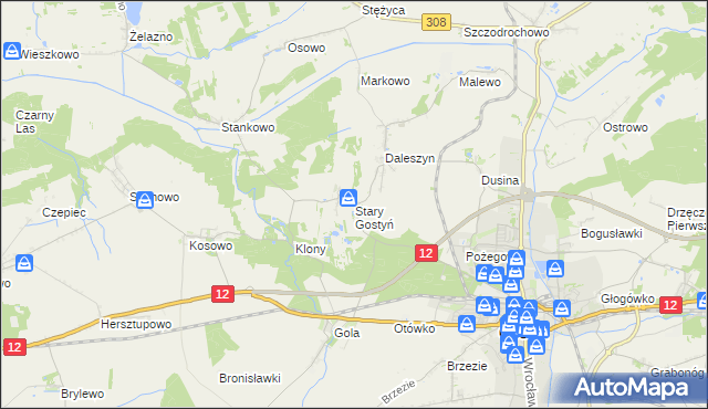 mapa Stary Gostyń, Stary Gostyń na mapie Targeo