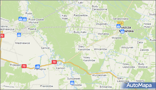 mapa Stary Karolinów, Stary Karolinów na mapie Targeo