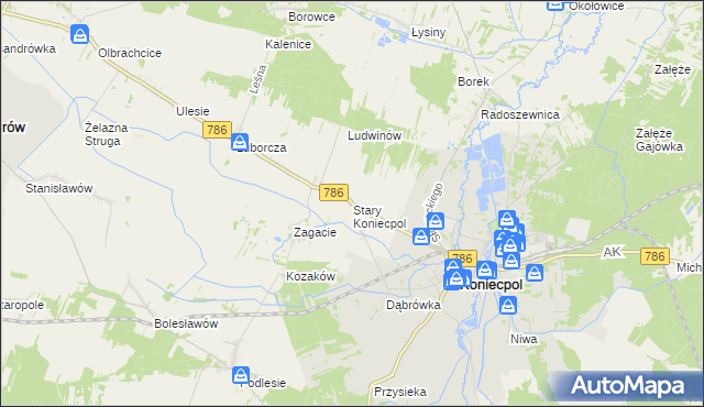 mapa Stary Koniecpol, Stary Koniecpol na mapie Targeo