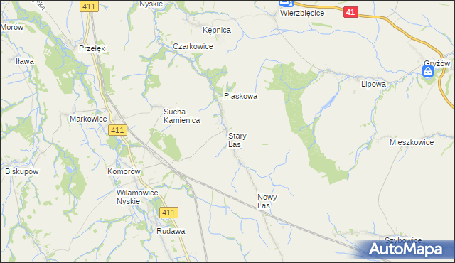 mapa Stary Las gmina Głuchołazy, Stary Las gmina Głuchołazy na mapie Targeo