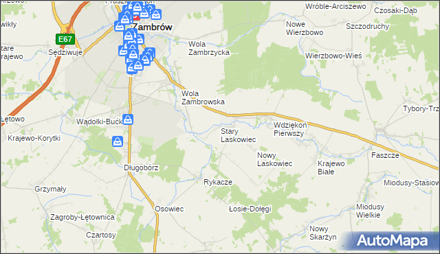 mapa Stary Laskowiec, Stary Laskowiec na mapie Targeo