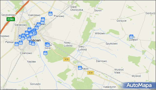 mapa Stary Lubosz, Stary Lubosz na mapie Targeo