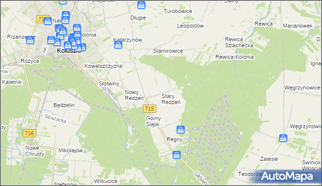 mapa Stary Redzeń, Stary Redzeń na mapie Targeo