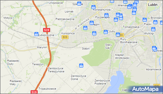 mapa Stasin gmina Konopnica, Stasin gmina Konopnica na mapie Targeo