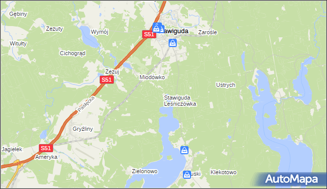 mapa Stawiguda Leśniczówka, Stawiguda Leśniczówka na mapie Targeo