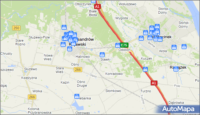 mapa Stawki gmina Aleksandrów Kujawski, Stawki gmina Aleksandrów Kujawski na mapie Targeo