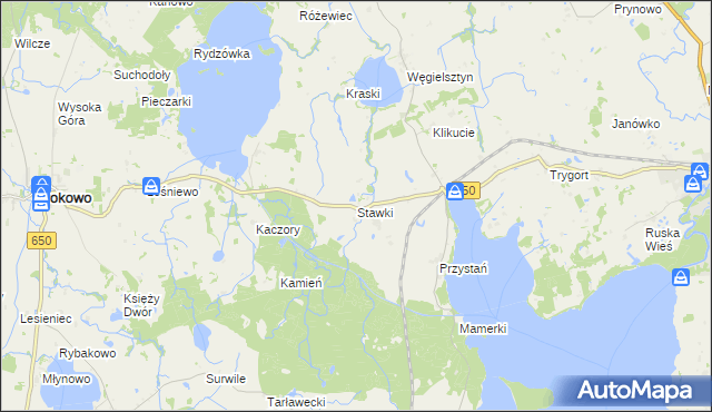 mapa Stawki gmina Węgorzewo, Stawki gmina Węgorzewo na mapie Targeo
