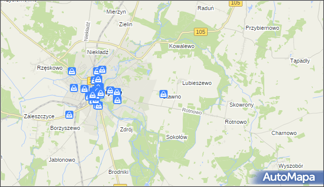mapa Stawno gmina Gryfice, Stawno gmina Gryfice na mapie Targeo