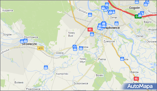 mapa Steblów gmina Krapkowice, Steblów gmina Krapkowice na mapie Targeo