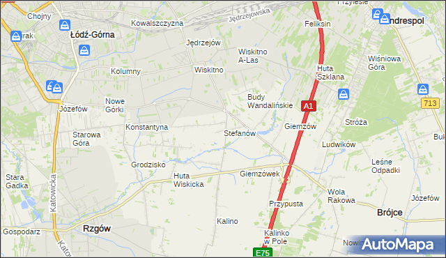 mapa Stefanów gmina Brójce, Stefanów gmina Brójce na mapie Targeo