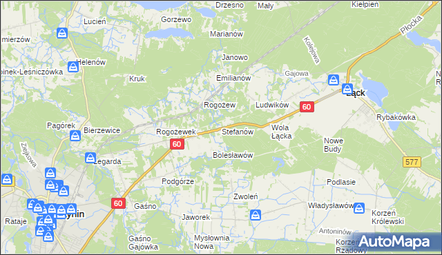 mapa Stefanów gmina Gostynin, Stefanów gmina Gostynin na mapie Targeo