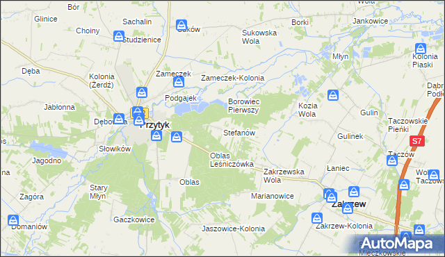 mapa Stefanów gmina Przytyk, Stefanów gmina Przytyk na mapie Targeo