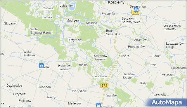 mapa Stefanów Suserski, Stefanów Suserski na mapie Targeo
