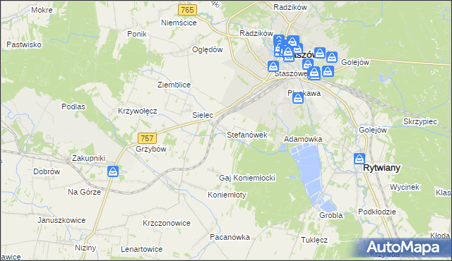 mapa Stefanówek, Stefanówek na mapie Targeo