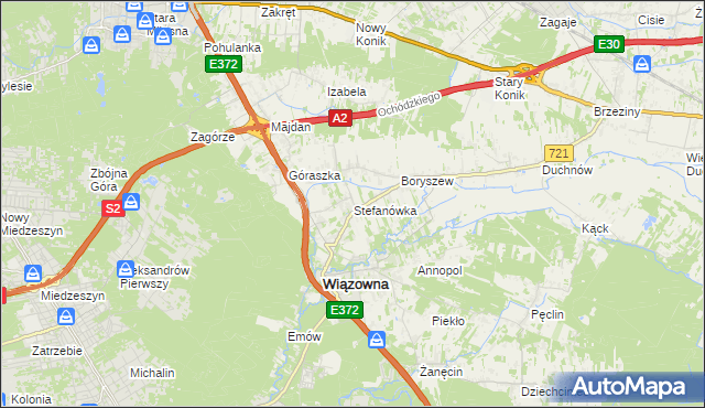 mapa Stefanówka gmina Wiązowna, Stefanówka gmina Wiązowna na mapie Targeo