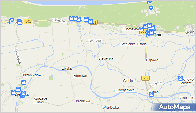 mapa Stegienka, Stegienka na mapie Targeo