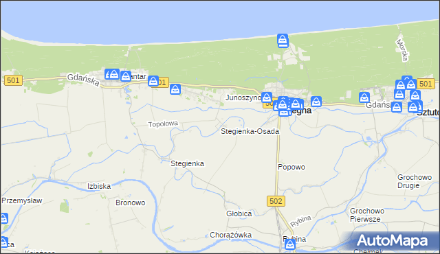 mapa Stegienka-Osada, Stegienka-Osada na mapie Targeo