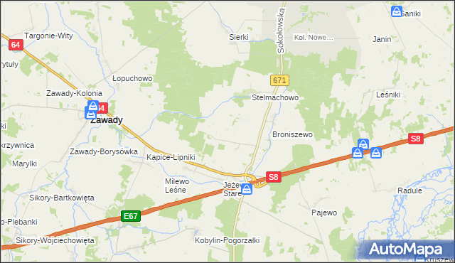 mapa Stelmachowo-Kolonia, Stelmachowo-Kolonia na mapie Targeo