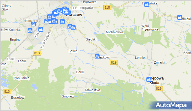 mapa Stępków, Stępków na mapie Targeo