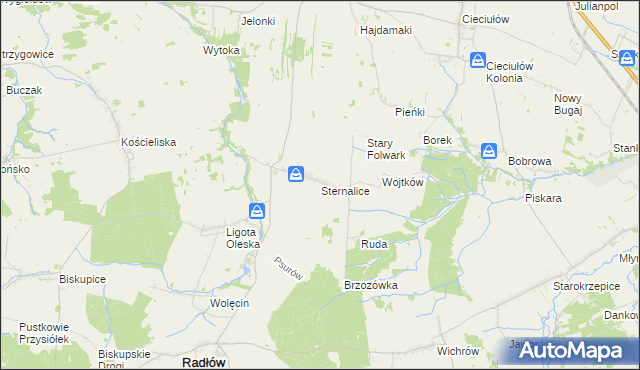 mapa Sternalice gmina Radłów, Sternalice gmina Radłów na mapie Targeo