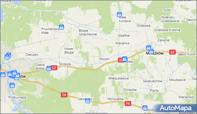 mapa Stoczki gmina Mniszków, Stoczki gmina Mniszków na mapie Targeo