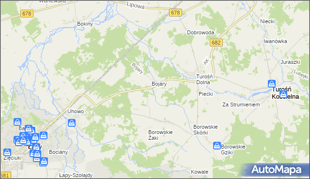 mapa Stoczki gmina Turośń Kościelna, Stoczki gmina Turośń Kościelna na mapie Targeo