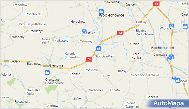 mapa Stodoły-Wieś, Stodoły-Wieś na mapie Targeo