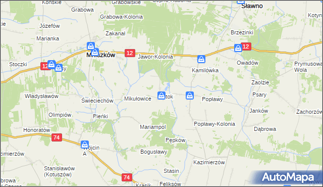 mapa Stok gmina Mniszków, Stok gmina Mniszków na mapie Targeo