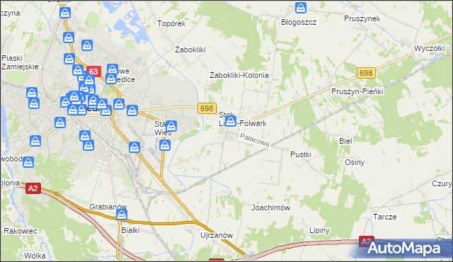 mapa Stok Lacki, Stok Lacki na mapie Targeo