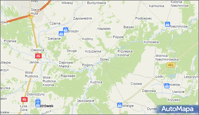 mapa Stolec gmina Złoczew, Stolec gmina Złoczew na mapie Targeo