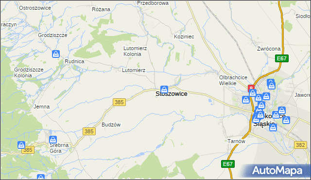mapa Stoszowice, Stoszowice na mapie Targeo