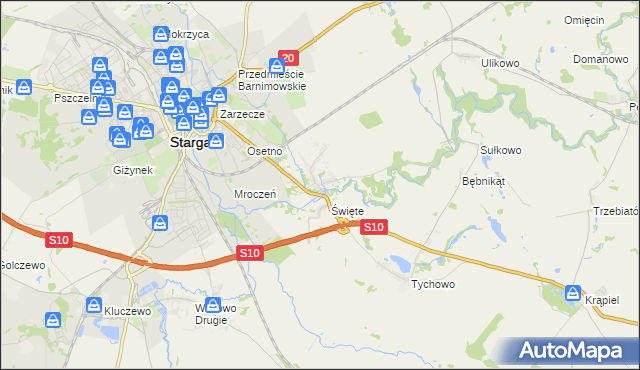 mapa Strachocin gmina Stargard, Strachocin gmina Stargard na mapie Targeo