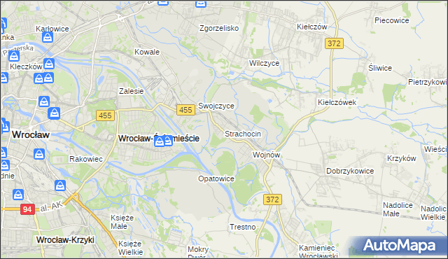 mapa Strachocin gmina Wrocław, Strachocin gmina Wrocław na mapie Targeo