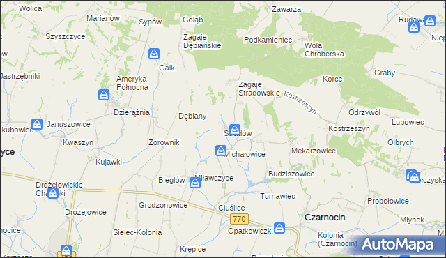 mapa Stradów gmina Czarnocin, Stradów gmina Czarnocin na mapie Targeo