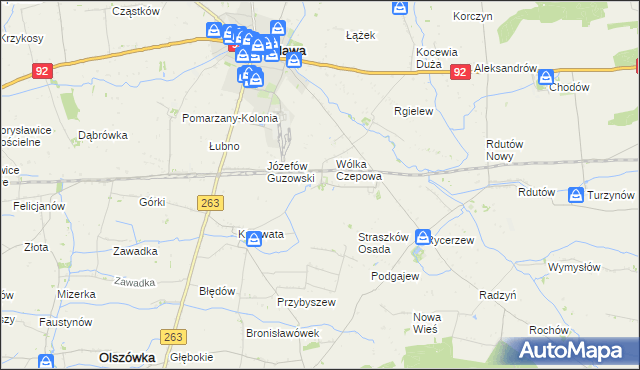 mapa Straszkówek, Straszkówek na mapie Targeo