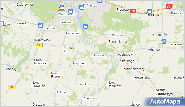 mapa Strobów, Strobów na mapie Targeo