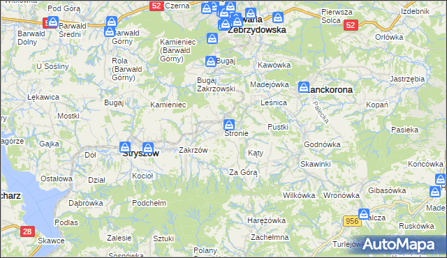 mapa Stronie gmina Stryszów, Stronie gmina Stryszów na mapie Targeo