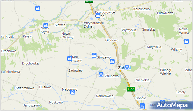 mapa Stróżewo gmina Załuski, Stróżewo gmina Załuski na mapie Targeo