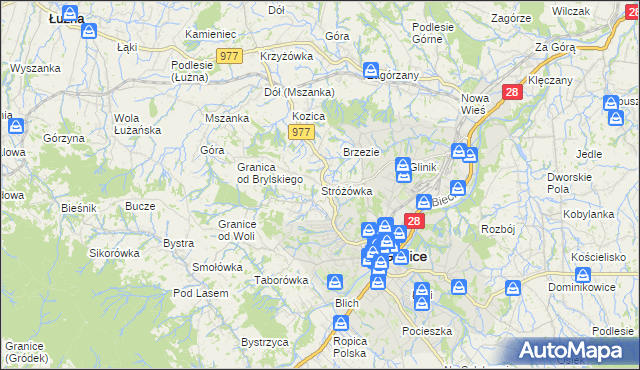 mapa Stróżówka, Stróżówka na mapie Targeo