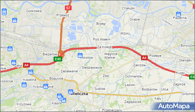 mapa Strumiany gmina Wieliczka, Strumiany gmina Wieliczka na mapie Targeo