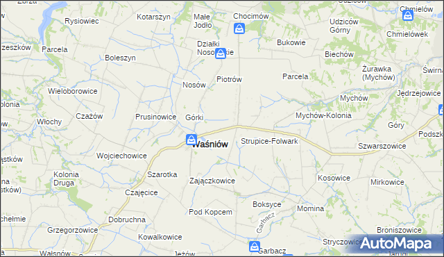 mapa Strupice gmina Waśniów, Strupice gmina Waśniów na mapie Targeo