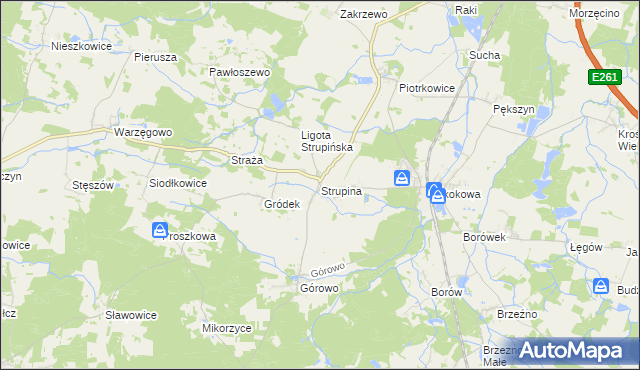 mapa Strupina, Strupina na mapie Targeo