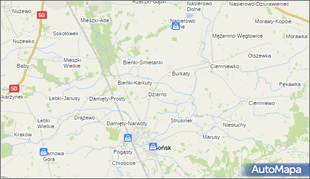 mapa Strusin, Strusin na mapie Targeo