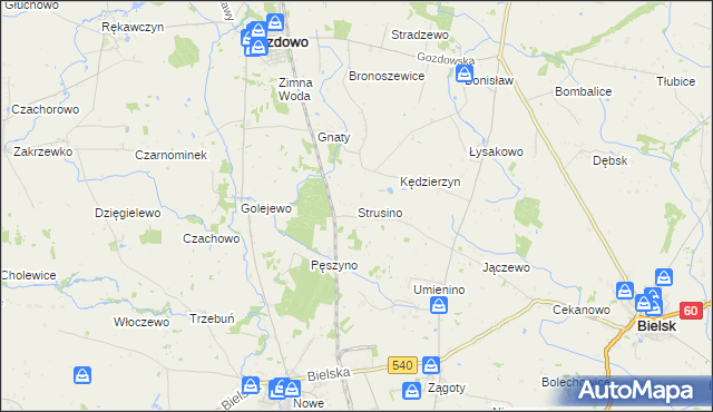 mapa Strusino, Strusino na mapie Targeo