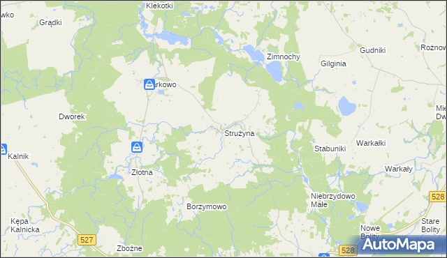 mapa Strużyna gmina Morąg, Strużyna gmina Morąg na mapie Targeo