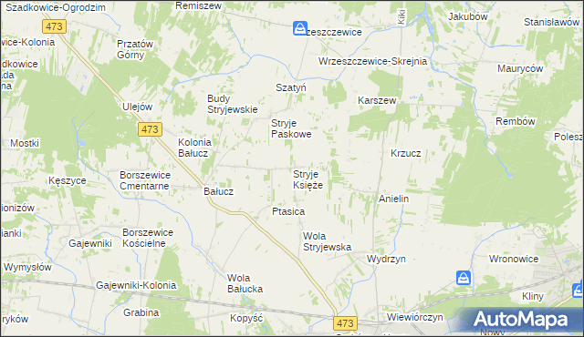 mapa Stryje Księże, Stryje Księże na mapie Targeo